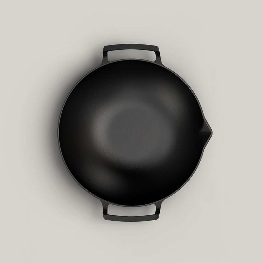 The Takumi Wok Set by Ironclad Co. Handcrafted 31cm Cast Iron Wok