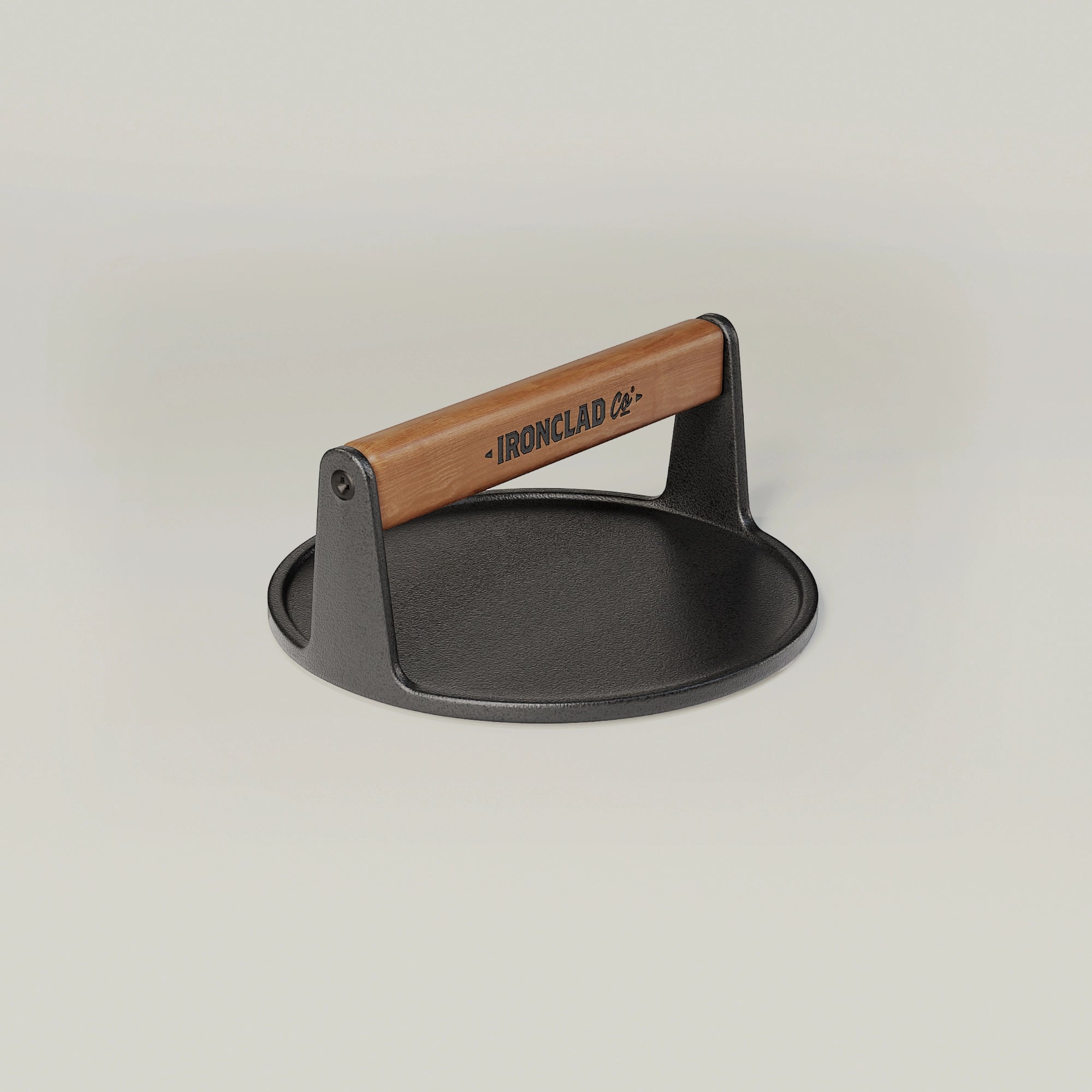 The Burger Press by Ironclad Co. Handcrafted 18cm Cast Iron Burger Smash