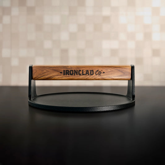 The Burger Press by Ironclad Co. Handcrafted 18cm Cast Iron Burger Smash